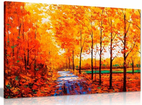 Autumn trees orange - autumn, canvas