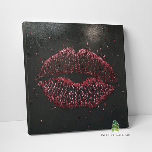 Red lips kiss pop - kiss, art