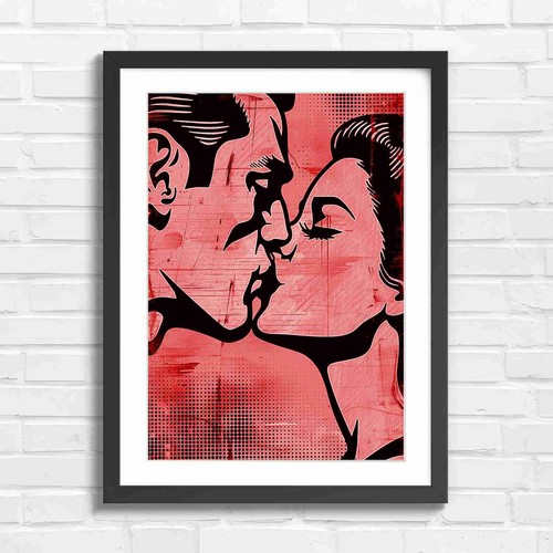 Bold pop art couple kissing - bold,