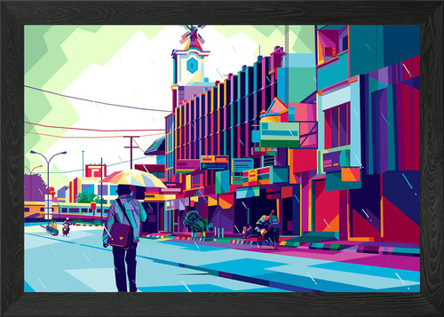 Pop art town framed - pop,