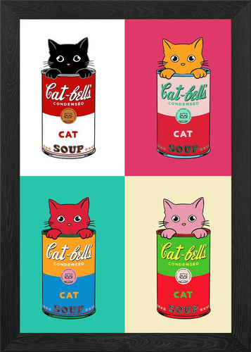 Cats pop art framed wall - pop,