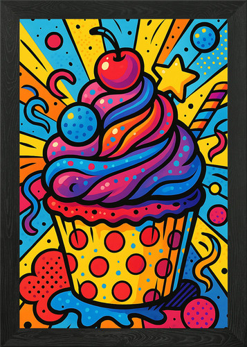 Colorful cupcake pop art - cupcake,