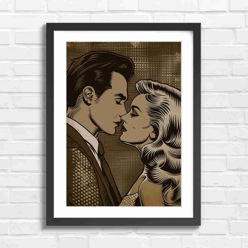 Retro pop art couple - retro,
