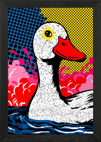Pop art duck - art, framed