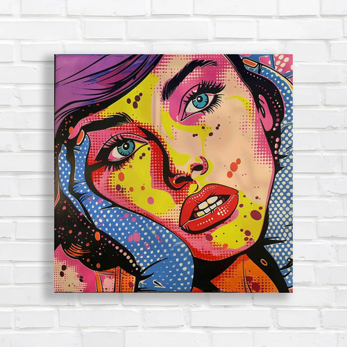Vibrant pop face canvas - pop,