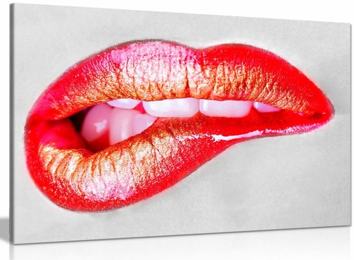 Sexy erotic biting red lips - red,