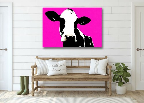 Pop art cow framed canvas - pop,