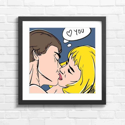 Pop art couple kissing romance - couple,