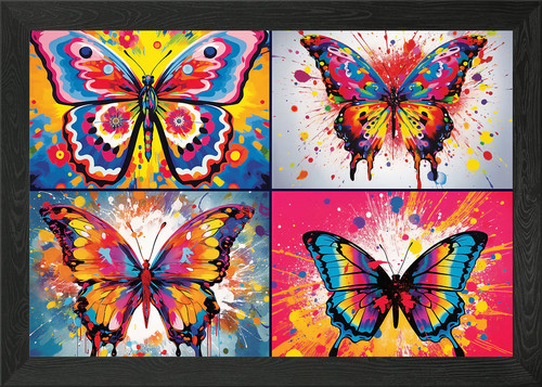 Pop art butterfly framed - framed, wall