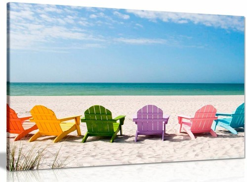Beach chairs canvas wall - canvas,