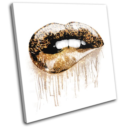Leopard print lips pop art - print,