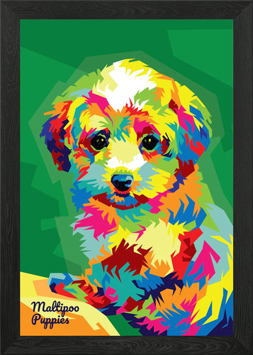 Maltipoo pop art framed wall - framed,