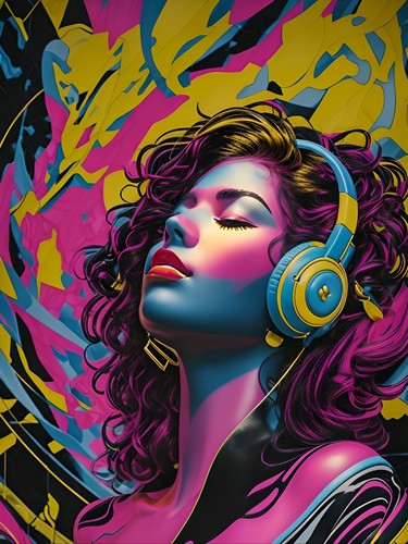 Woman music pop - art, canvas