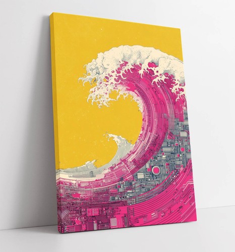 Pink wave cyberpunk pop art - pink,