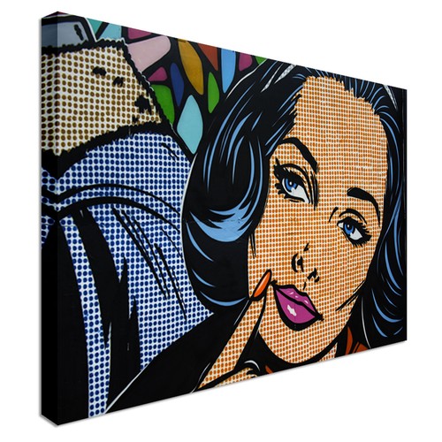 Pop art lady thinking - thinking, canvas